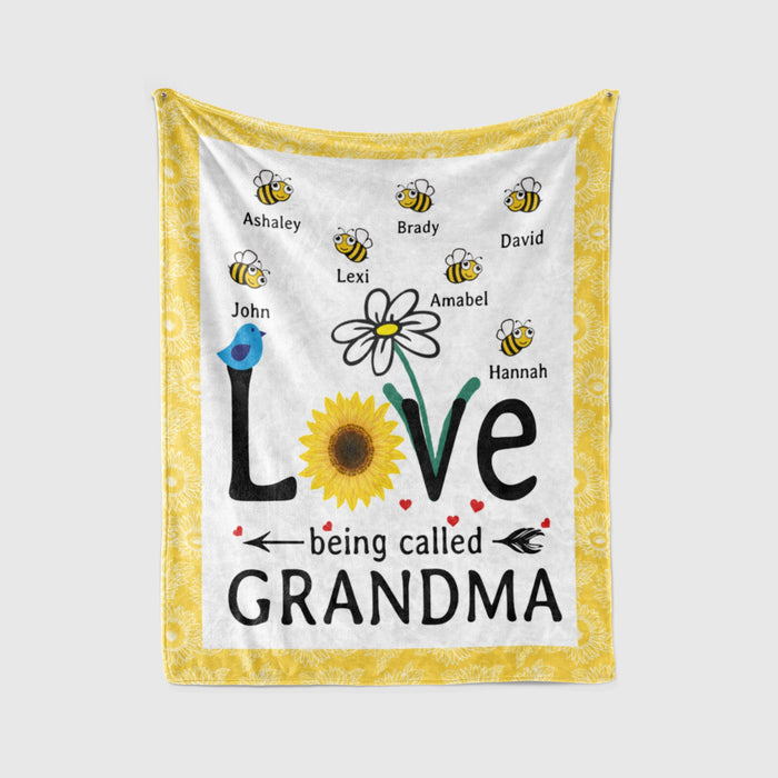 Personalized To My Grandma Blanket From Grandkids Bee Sunflower Daisy Love Being Called Custom Name Gifts For Christmas