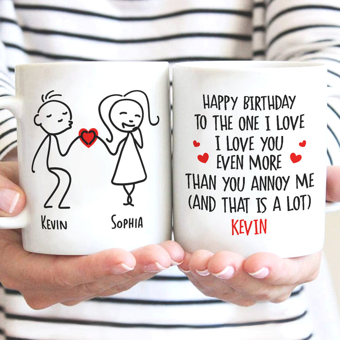 Personalized Romantic Mug For Couple Happy Birthday Cute Funny Couple Print Custom Name 11 15oz Ceramic Coffee Cup