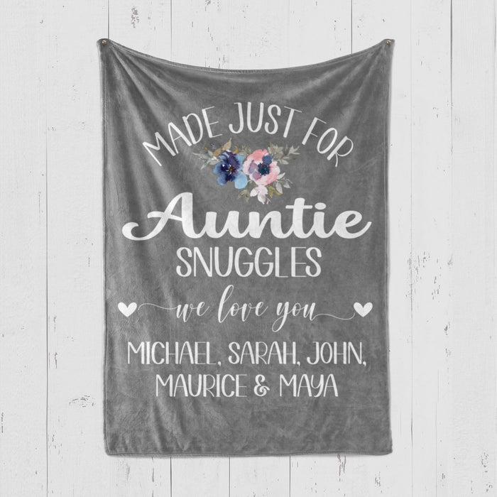 Personalized To My Auntie Blanket From Niece Nephew Just For Auntie Snuggles Florals Custom Name Gifts For Christmas