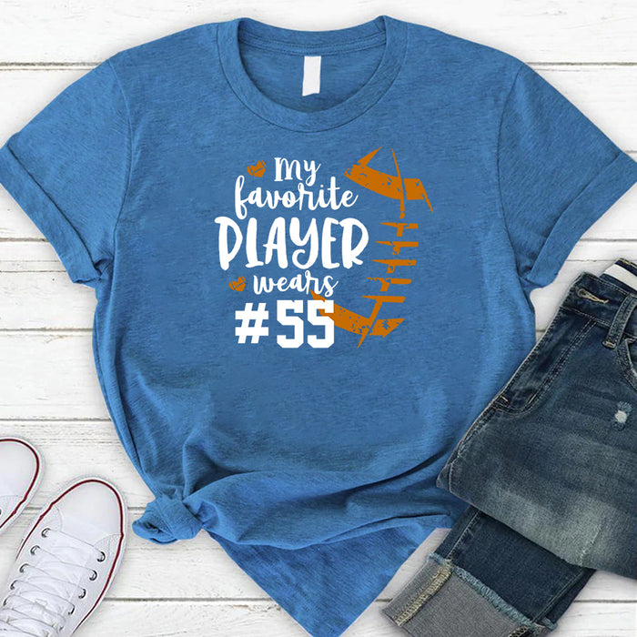 Personalized Shirt For Football Lovers Vintage My Favorite Player Wears Custom Number Family Member Game Day T-Shirt