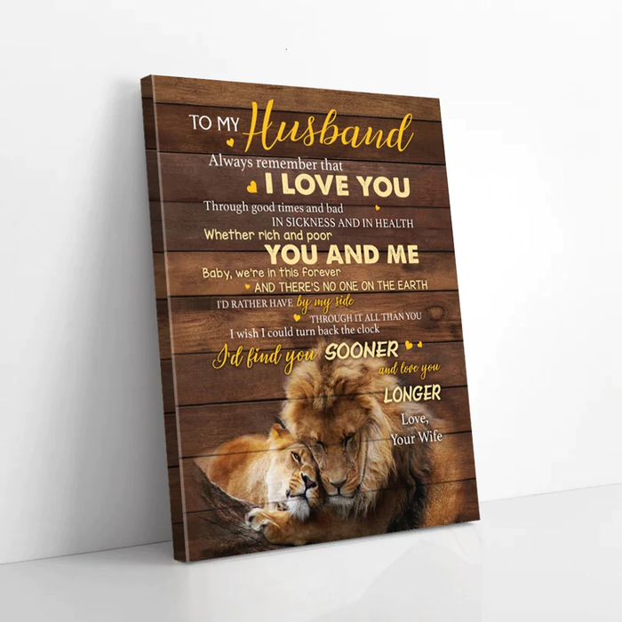 Personalized To My Husband Canvas Wall Art From Wife Lion Couple Always Remember I Love You Custom Name Poster Prints