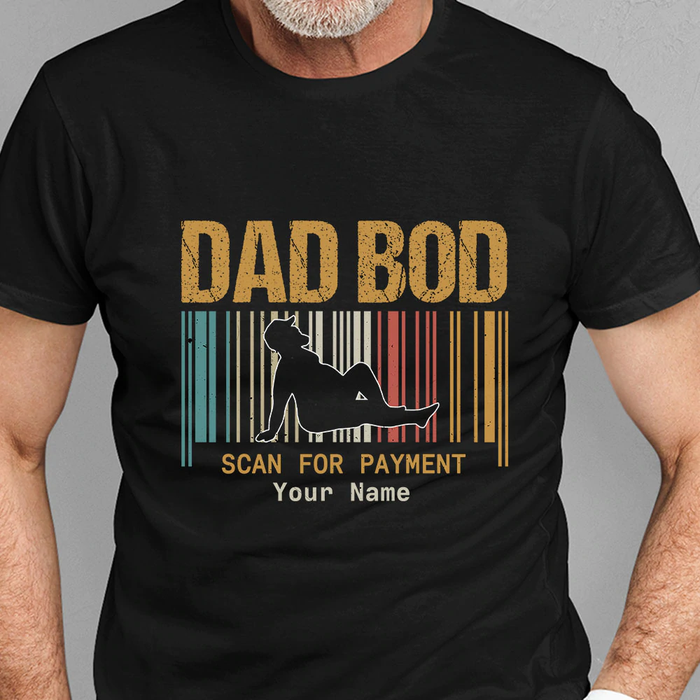 Personalized T-Shirt & Hoodie For Dad Scan For Payment Vintage & Colorful Design Custom Name Father's Day Shirt