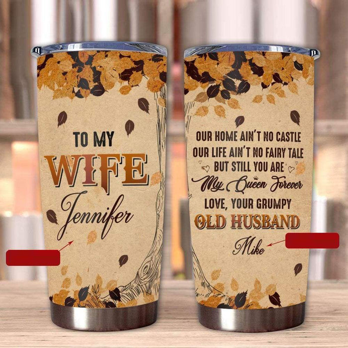 Personalized To My Wife Tumbler From Husband You Are My Queen Forever Vintage Custom Name Travel Cup Gifts For Birthday