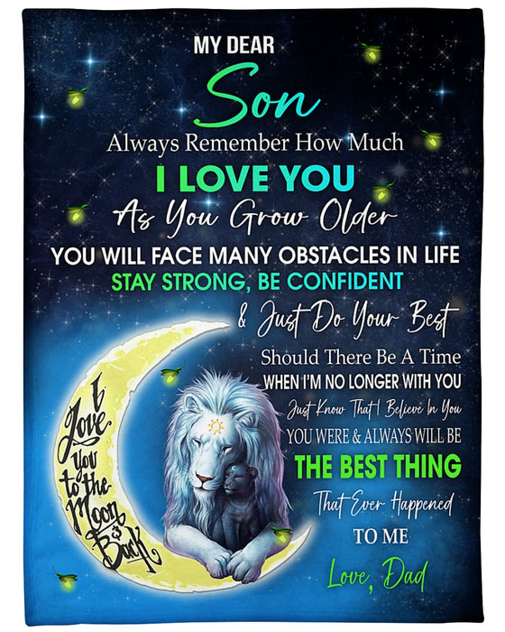 Personalized To My Son Blanket From Parents Custom Name Lion Moon Remember I Love You Gifts For Birthday Christmas