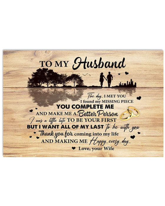 Personalized To My Husband Canvas Wall Art From Wife Vintage Romantic Couple You Complete Me Custom Name Poster Prints