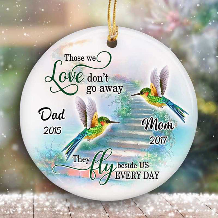 Personalized Memorial Ornament For Dad Mom In Heaven Hummingbirds Loved Don't Go Away Custom Name Condolence Gifts