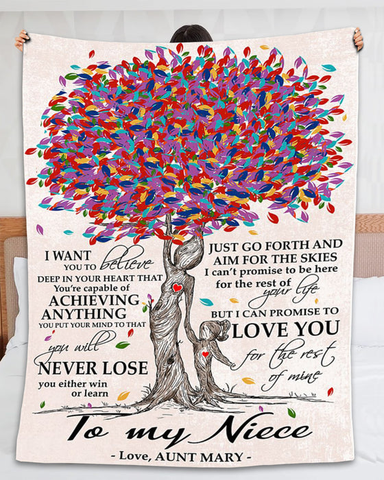 Personalized To My Niece Blanket From Aunt Uncle Colorful Tree Aim For The Skies  Custom Name Gifts For Christmas Xmas