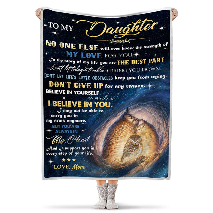 Personalized To My Daughter Blanket From Mom In The Story Of My Life You Are The Best Part Owl Family Printed Blanket