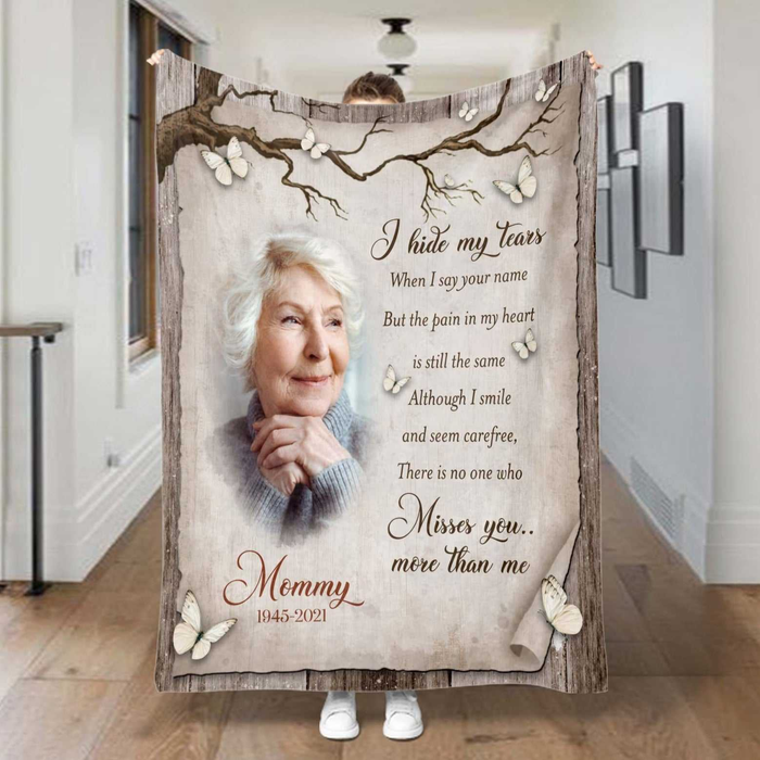 Personalized Memorial Blanket For Loss Of Mommy There No One Who Miss You More Than Me Custom Name Photo Sympathy Gifts