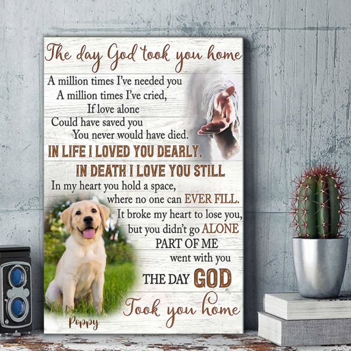 Personalized Memorial Gifts Canvas Wall Art For Loss Of Cat Dog The Day God Took You Home Vintage Custom Name & Photo