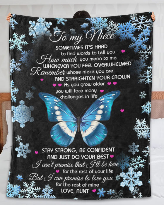 Personalized To My Niece Blanket From Aunt Uncle Butterflies Stay Strong Be Confident Custom Name Gifts For Christmas