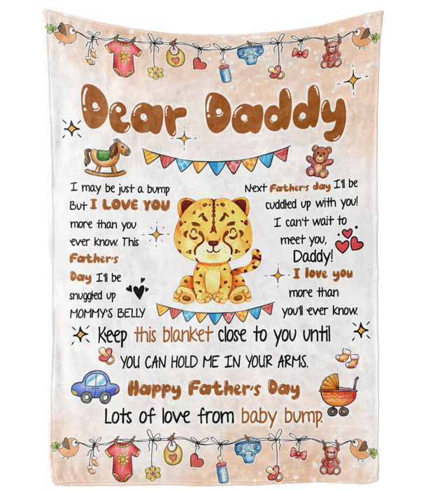 Personalized Blanket To My Dad From Baby Bump Happy Father's Day Cute Funny Baby Leopard Print Custom Name