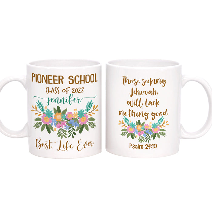 Personalized Back To School Mug Pioneer School Beautiful Flower Print Custom Year 11 15oz Ceramic Coffee Cup