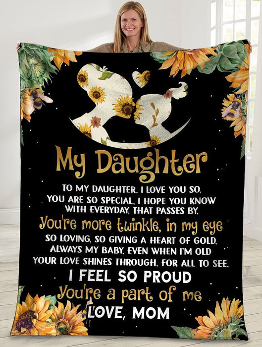 My Daughter To My Daughter I Love You So Mom And Daughter Sunflower Hippie Blanket, Fleece Sherpa Blanket For Mom From Daughter On Mother's Day, Birthday, Anniversary