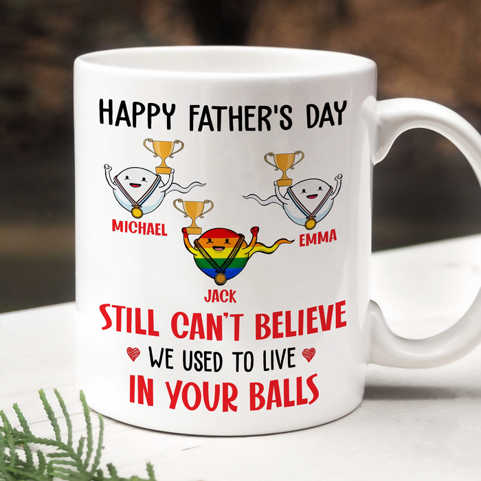 Personalized White Ceramic Mug For Dad Still Can't Believe Funny Sperm Printed Custom Kids Name 11 15oz Cup