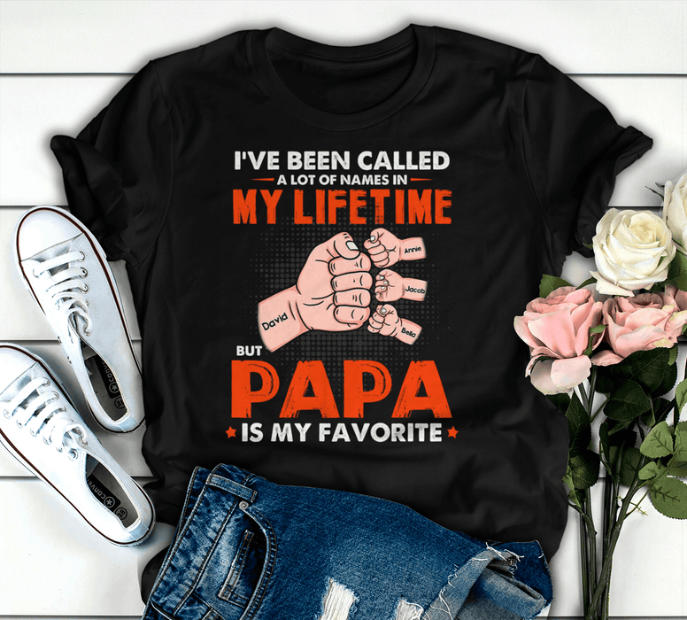 Personalized T-Shirt For Grandpa Papa Is My Vintage Fist Bump Design Custom Grandkids Name Father's Day Shirt