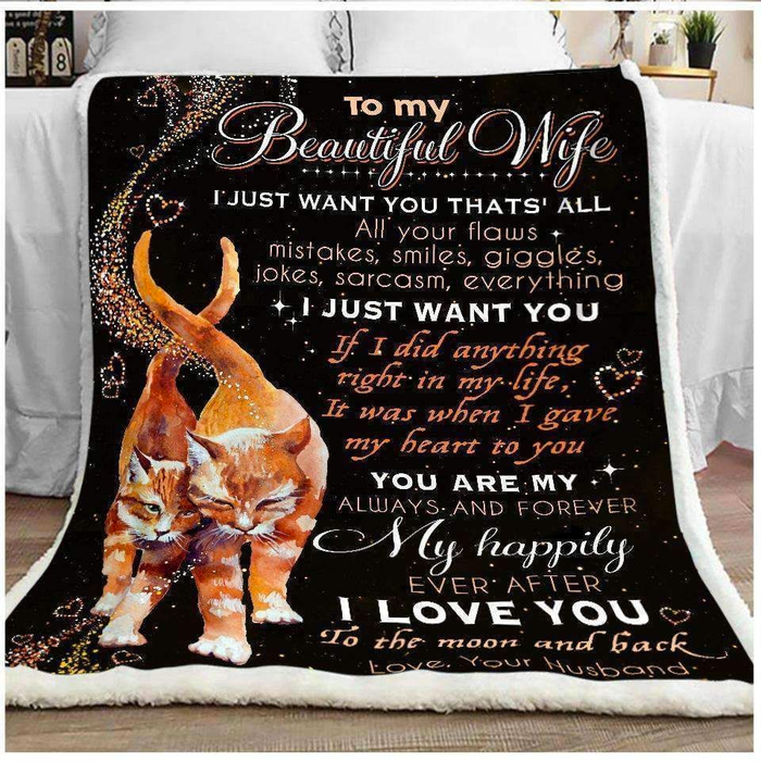 Personalized Blanket To My Beautiful Wife On Mothers Day Funny Cat Couple Fleece Blanket Custom Name