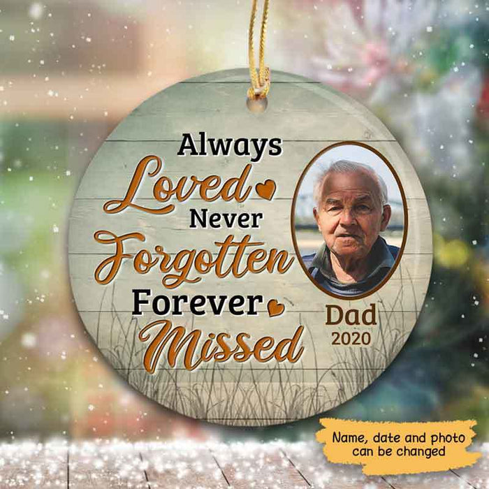 Personalized Memorial Ornament For Loved One In Heaven Always Loved Never Forgotten Custom Name & Photo Sympathy Gifts