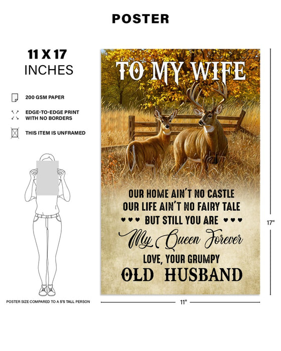 Personalized To My Wife Canvas Wall Art From Husband Vintage Farmhouse Deer Hunting Custom Name Poster Prints Gifts