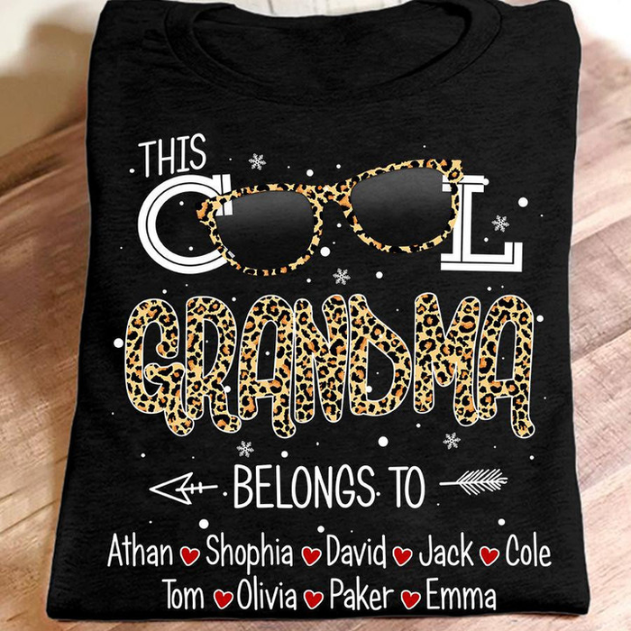 Personalized T-Shirt This Cool Grandma Belongs To Leopard Design Sunglasses Print Custom Kid's Name