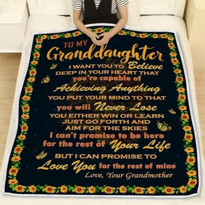 Personalized To My Granddaughter Fleece Blanket From Grandma Sunflowers Framed Print Love You For The Rest Of Mine