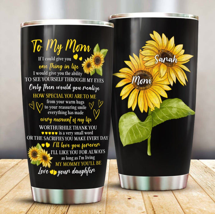 Personalized Tumbler To Mommy Sunflowers Every Moment Of My Life Gifts Ideas For Mom Custom Name Travel Cup For Birthday