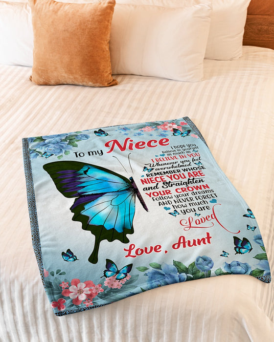 Personalized To My Niece Blanket From Aunt Uncle Butterflies Wordart Believe In You Custom Name Gifts For Christmas Xmas