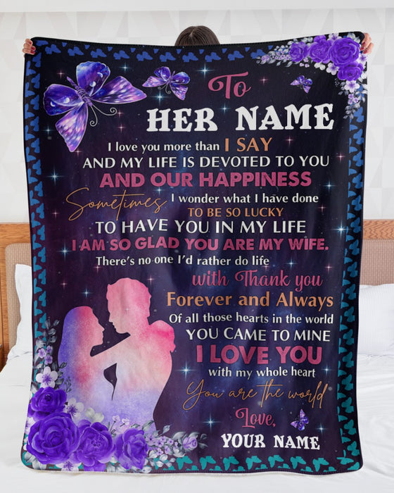 Personalized To My Girlfriend Blanket Gifts From Boyfriend I'm So Glad You Are My Wife Couple Custom Name For Birthday