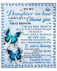 Personalized Lovely Sherpa Blanket To My Daughter In Law Blue Butterfly Pattern Sherpa Blanket Customized Name