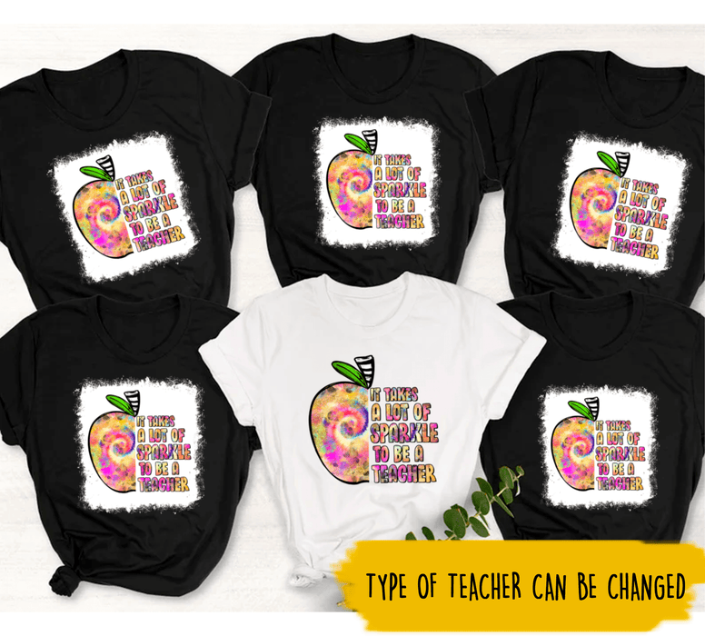 Personalized T-Shirt For Teachers It Takes A Lot Of Tie Dye Apple Design Custom Job Title Back To School Outfit