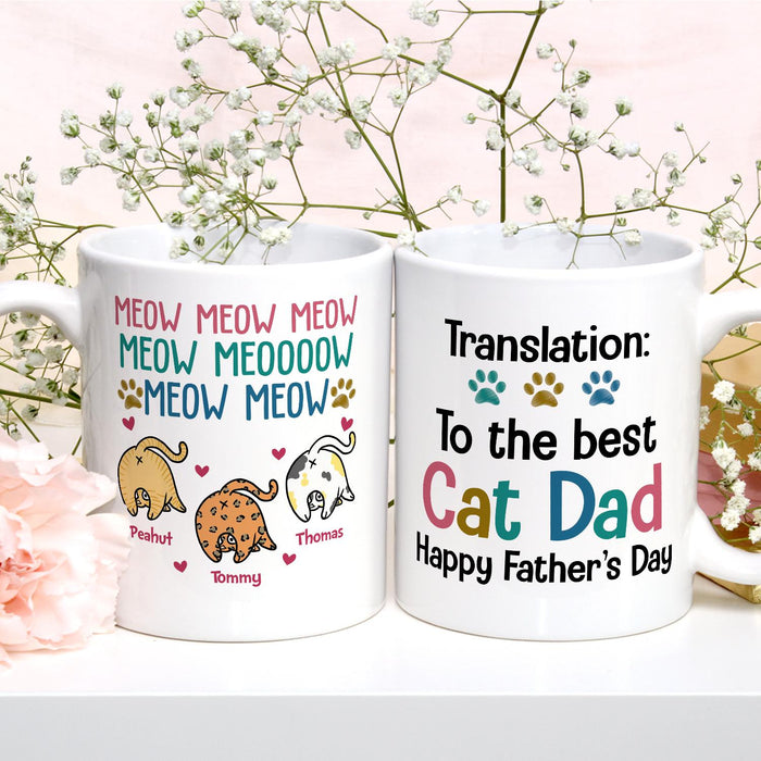 Personalized Ceramic Coffee Mug For Cat Dad Meow To The Best Cat Dad Cute Cat Print Custom Cat's Name 11 15oz Cup