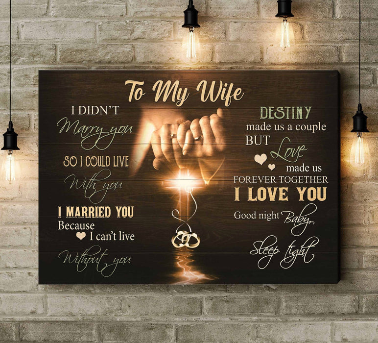 Personalized To My Wife Canvas Wall Art From Husband Cross Destiny Made Us A Couple Custom Name Poster Prints Gifts