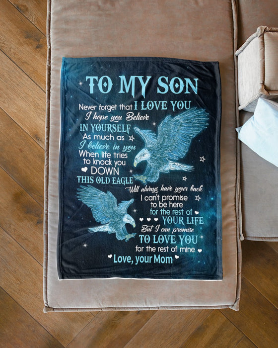 Personalized To My Son Blanket From Parents Custom Name Eagle Always Have Your Back Flying In Night Gifts For Christmas
