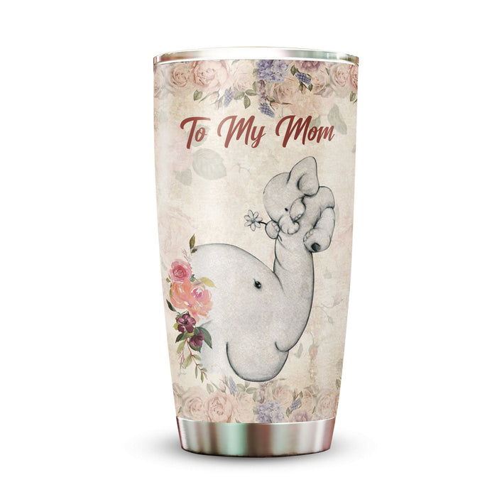 Personalized Tumbler To Mommy Floral Baby Elephant Unique Gifts For Mom Custom Name Travel Cup For Birthday