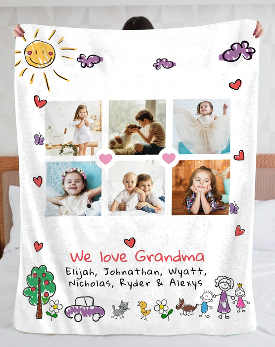 Personalized To My Grandma Blanket From Grandkids Sun Heart We Love Grandma
 Custom Name & Photo Gifts For Christmas