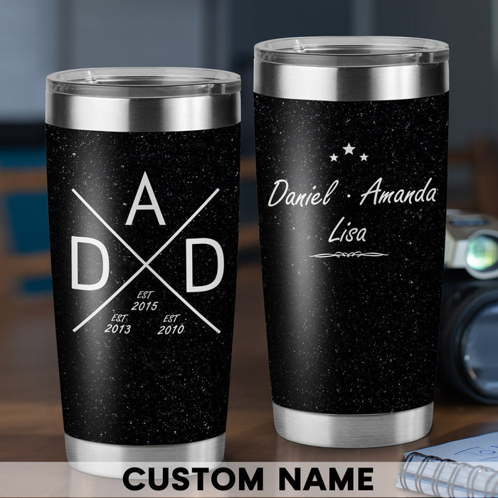 Personalized To My Daddy Tumbler From Son Daughter Black Sky Star Cross Custom Name 20oz Travel Cup Gifts For Birthday