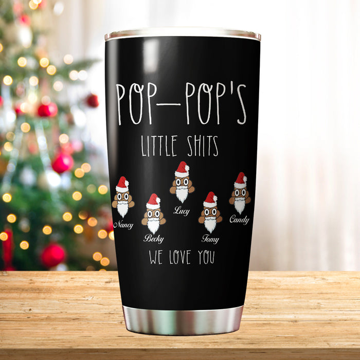 Personalized Tumbler For Grandpa From Grandkids Pop Pop Little Shits Love You Custom Name Travel Cup Birthday Gifts