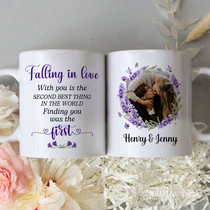 Personalized Coffee Mug Gifts For Couples Finding You Was The First Flowers Custom Name Photo White Cup For Anniversary