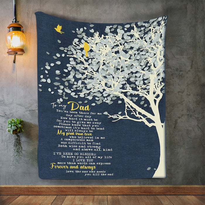 Personalized To My Dad Fleece Blanket You Are Been There For Me From Daughter Or Son Custom Name Winter Tree Printed