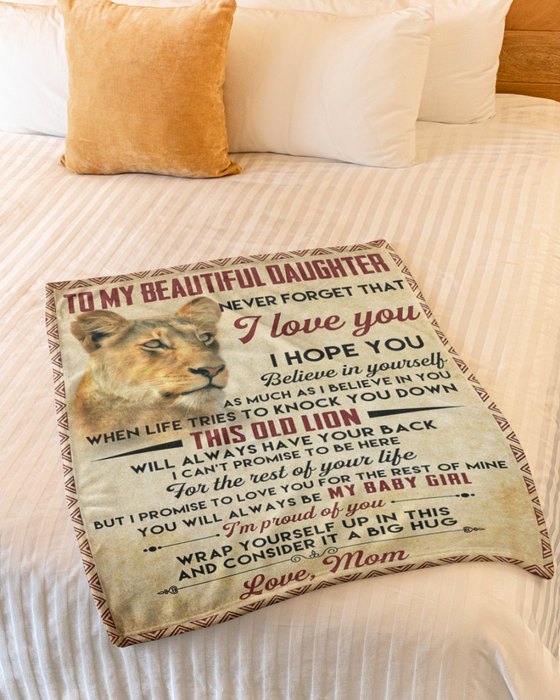 Personalized Vintage Blanket To My Beautiful Daughter This Old Lion Fleece Blankets Custom Name