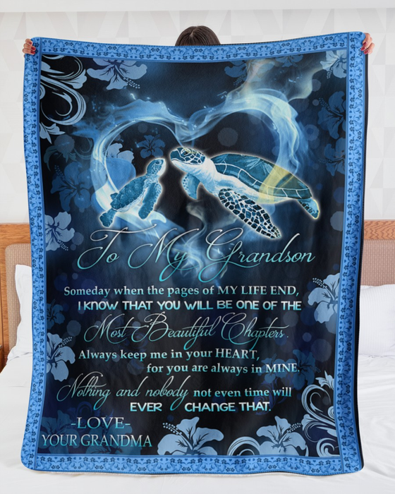 Personalized To My Grandson Blanket From Grandparents You Are Always In Mine Sea Turtle Custom Name Gifts For Christmas
