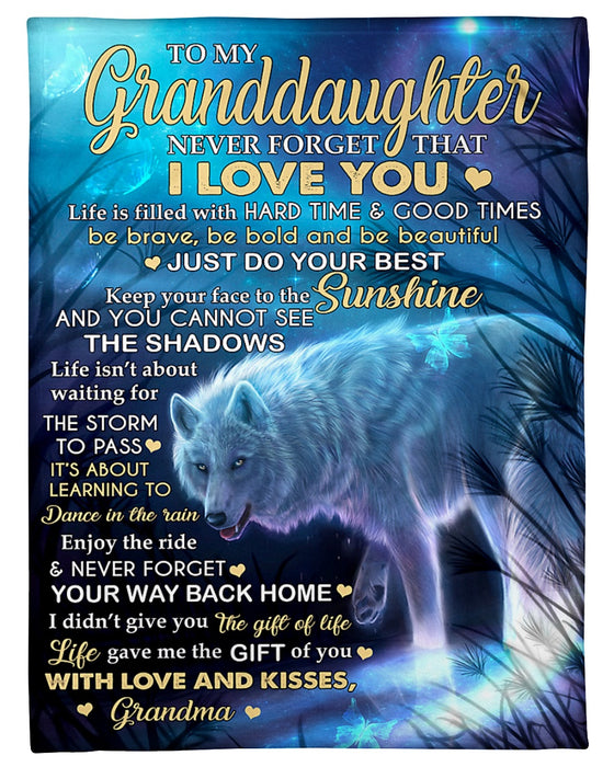 Personalized To My Granddaughter Blanket From Grandpa Grandma Never Forget I Love You Wolves Custom Name Christmas Gifts