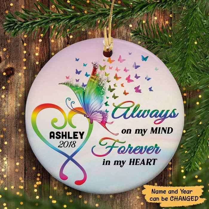 Personalized Memorial Ornament For Loved One In Heaven Butterflies Always On My Mind Custom Name Sympathy Gifts