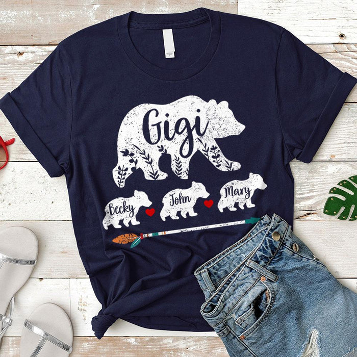 Personalized T-Shirt For Grandma Gigi Bear Bohemian Arrow Printed Custom Grandkids Name Mother'S Day Shirt