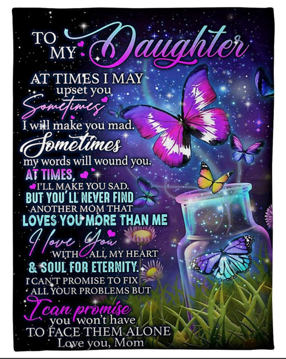 Personalized To My Daughter Blanket From Mom I Love You With All My Heart Vase Of Butterflies & Flower Printed