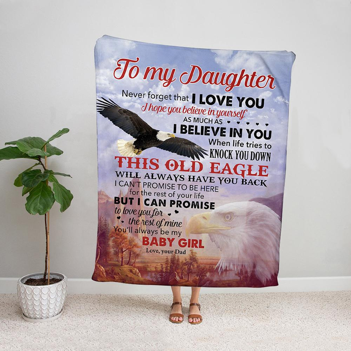 Personalized To My Daughter Blanket From Mom Never Forget That I Love You Flying Eagle Printed Fleece Blanket