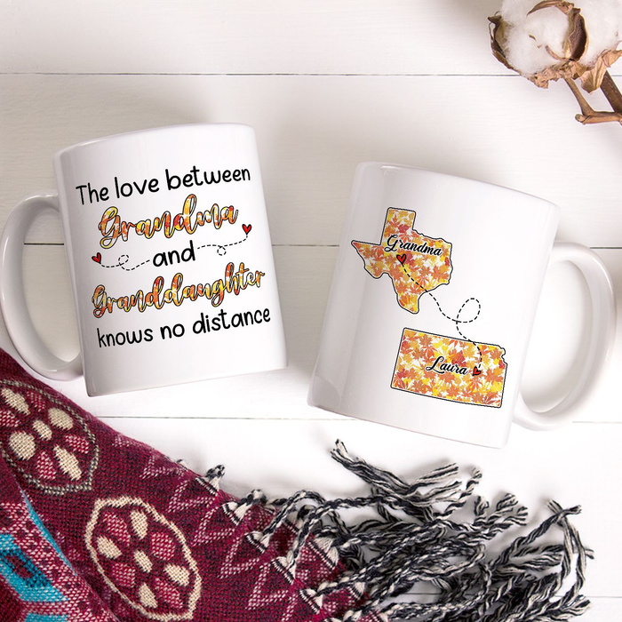 Personalized Ceramic Coffee Mug For Grandma The Love Cute Heart Print Custom Grandkids Name 11 15oz Autumn Cup