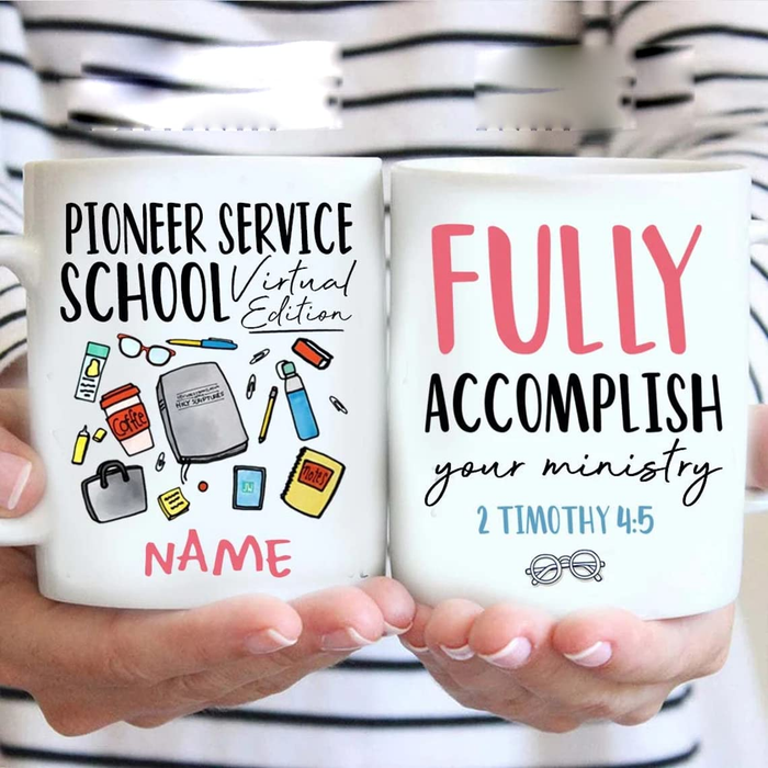 Personalized White Ceramic Coffee Mug Pioneer Service School School Stationery Printed Custom Name 11 15oz Cup