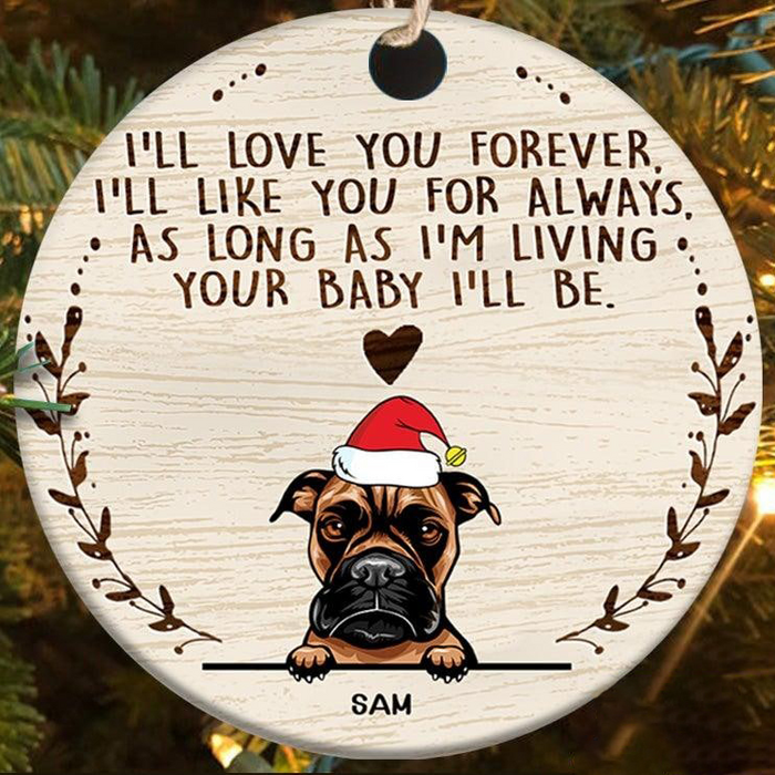 Personalized Ornament For Dog Lovers As Long As I'm Living Your Baby I'll Be Custom Name Tree Hanging Christmas Gifts