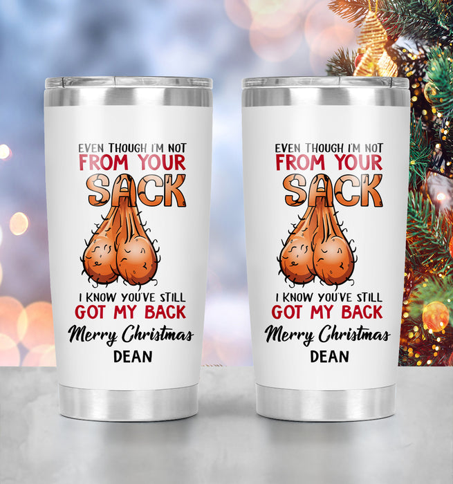 Personalized Tumbler Gifts For Step Dad You've Still Got My Back Cute Hairy Balls Custom Name Travel Cup For Christmas